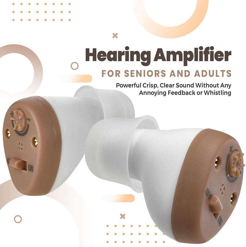 [Australia] - Hearing Amplifier for Seniors and Adults, Rechargeable CIC Complete-in-Canal Nearly Invisible Personal Sound Amplifier with Digital Noise Cancelling and Feedback Reduction Feature, Pair 