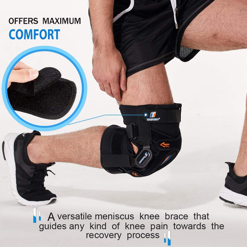 [Australia] - Hinged Knee Brace for Knee Pain Relieve,GEL Patella Support with Removable Dual Side Stabilizers,Knee Support for Meniscus Tear,Relieves ACL,Arthritis( M ) Black M fit Upper 18.5-20"/Lower 15-16.5" 
