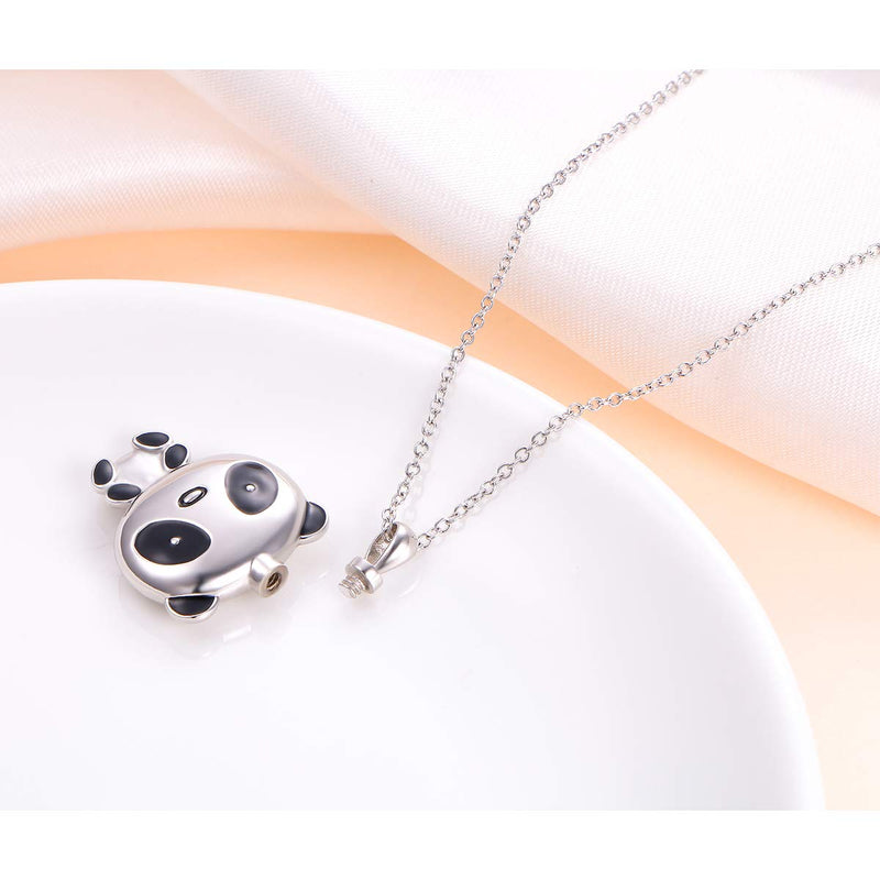 [Australia] - DAOCHONG 925 Sterling Silver Cremation Jewelry Forever in My Heart Ashes Keepsake Urns Pendant Necklace for Women, 20 Inch Rolo Chain 02_Panda 