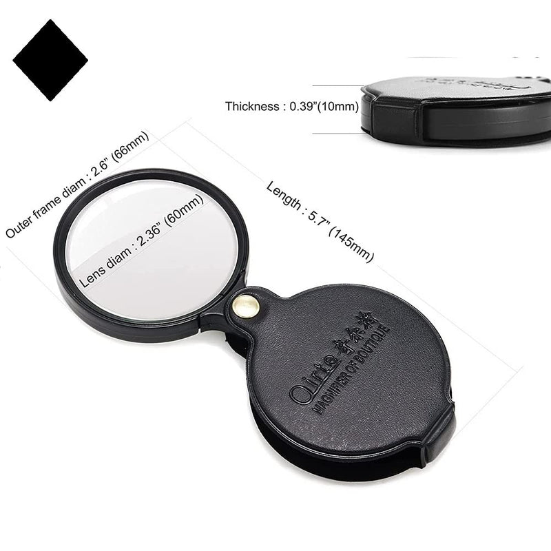 [Australia] - Othmro 10X Small Magnifying Glass, 2.6inch Pocket Magnified Glasses, Folding Classical Magnifier Rotating Portable Leather Sheath, Magnifying Lens High Clear Glass for Reading, Science, Jewelry, Books 10x Round 