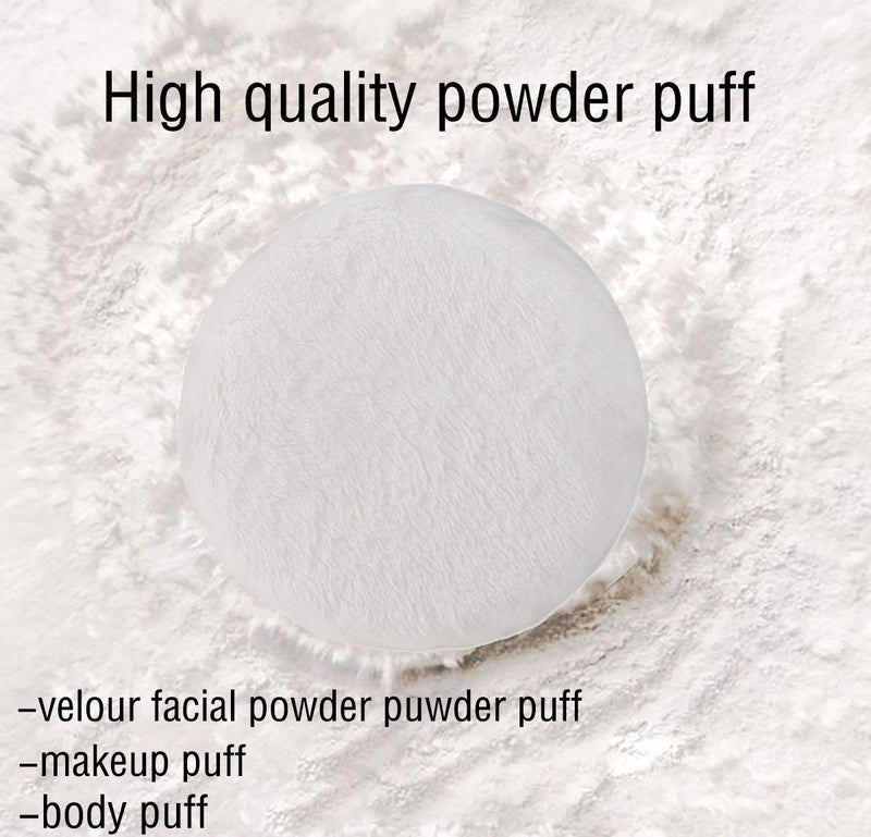 [Australia] - Powder Puff, Yababa 6pcs 3.15 Inch Ultra Soft Washable Velour Fluffy Body Powder Puffs with Ribbon, Pure Cotton Round Makeup Puff, for Loose Powder Mineral Powder Body Powder, White 