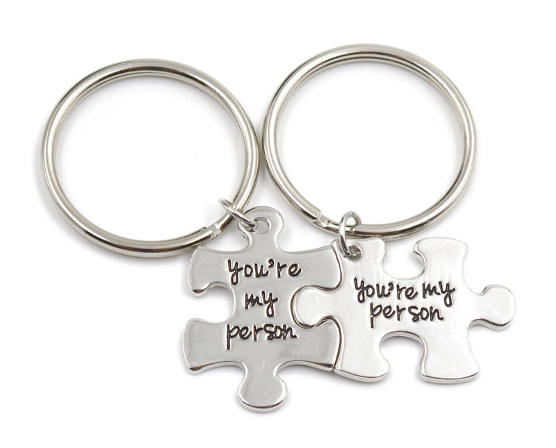 [Australia] - Charm.L Grace 2Pcs You are My Person Necklace Keychains Puzzle Piece Necklaces Set 2pcs P-keychains 
