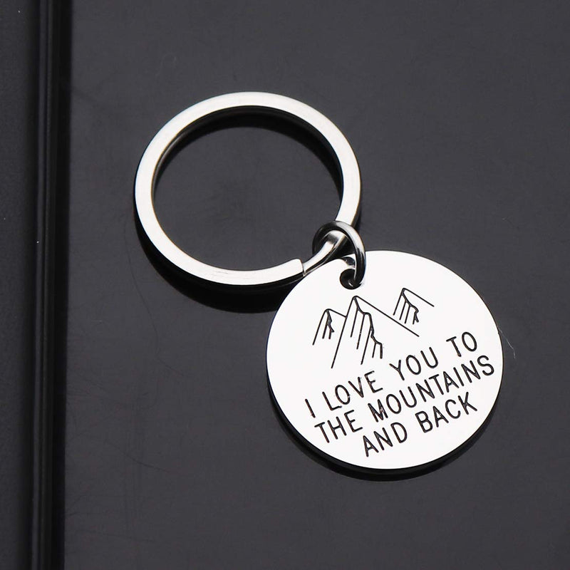 [Australia] - JINGMARUO Campfire Keychain I Love You to The Mountains and Back Adventure Keyring Funny Birthday Gift for Boyfriend Girlfriend Disc Keychain 