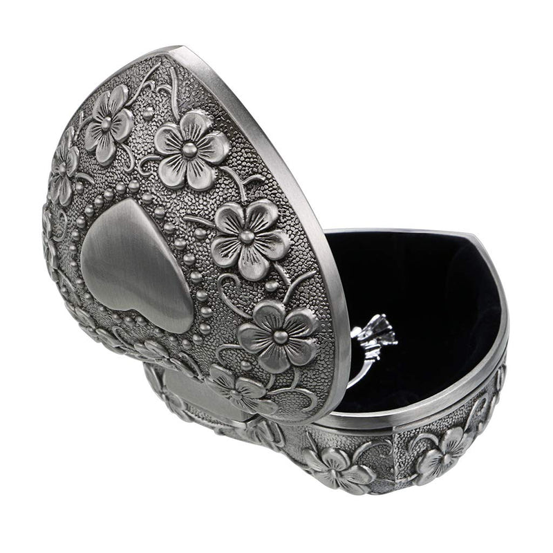 [Australia] - Hipiwe Vintage Heart Shape Jewelry Box - Small Antique Ring/Earrings/Necklace Storage Organizer Case, Metal Treasure Chest Trinket Keepsake Gift Box for Women and Girls 