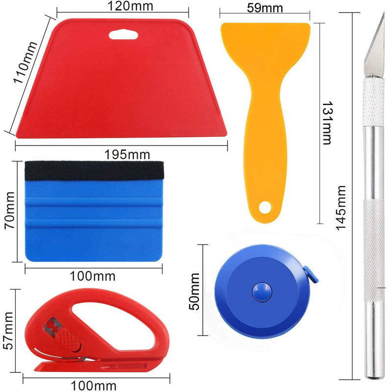 [Australia] - Wallpaper Smoothing Tool Kit Include red Squeegee,Medium-Hardness Squeegee, blue Tape Measure,snitty Vinyl Cutter and Craft Knife with 5 Replacement Blades for Adhesive Contact Paper Application Win Basic kit 