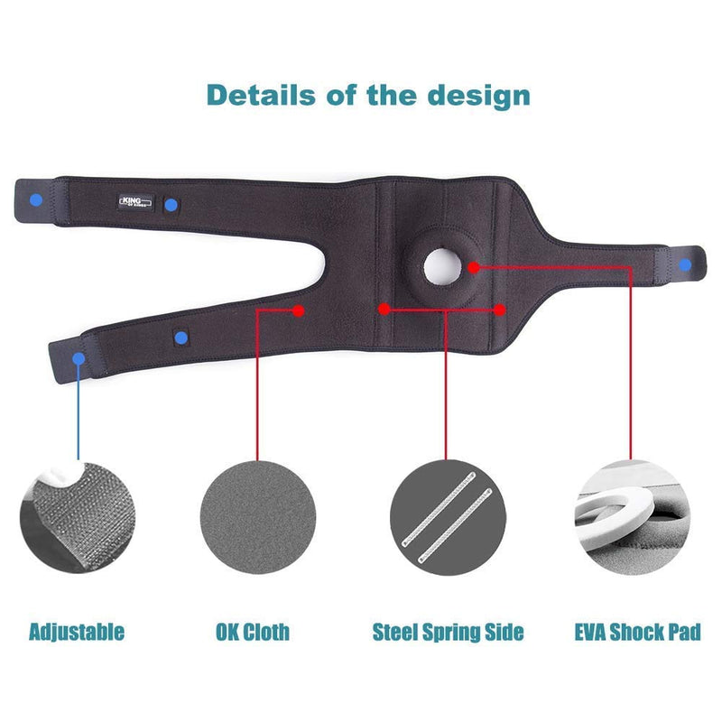 [Australia] - Patella Knee Brace for Arthritis Pain and Support with Side Stabilizers for Meniscus Tear, Women, Men, Acl, Running, Mcl, Tendonitis, Athletic, Lcl - Adjustable Neoprene Open Knee Sleeve -Grey Grey 