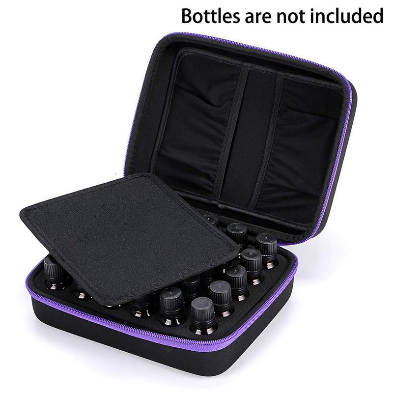 [Australia] - Hipiwe Hard Shell Essential Oil Carrying Case 30 Bottles EVA Essential Oils Storage Bag - Perfect for doTerra and Young Living Oils with Foam Insert (Black + Purple) 