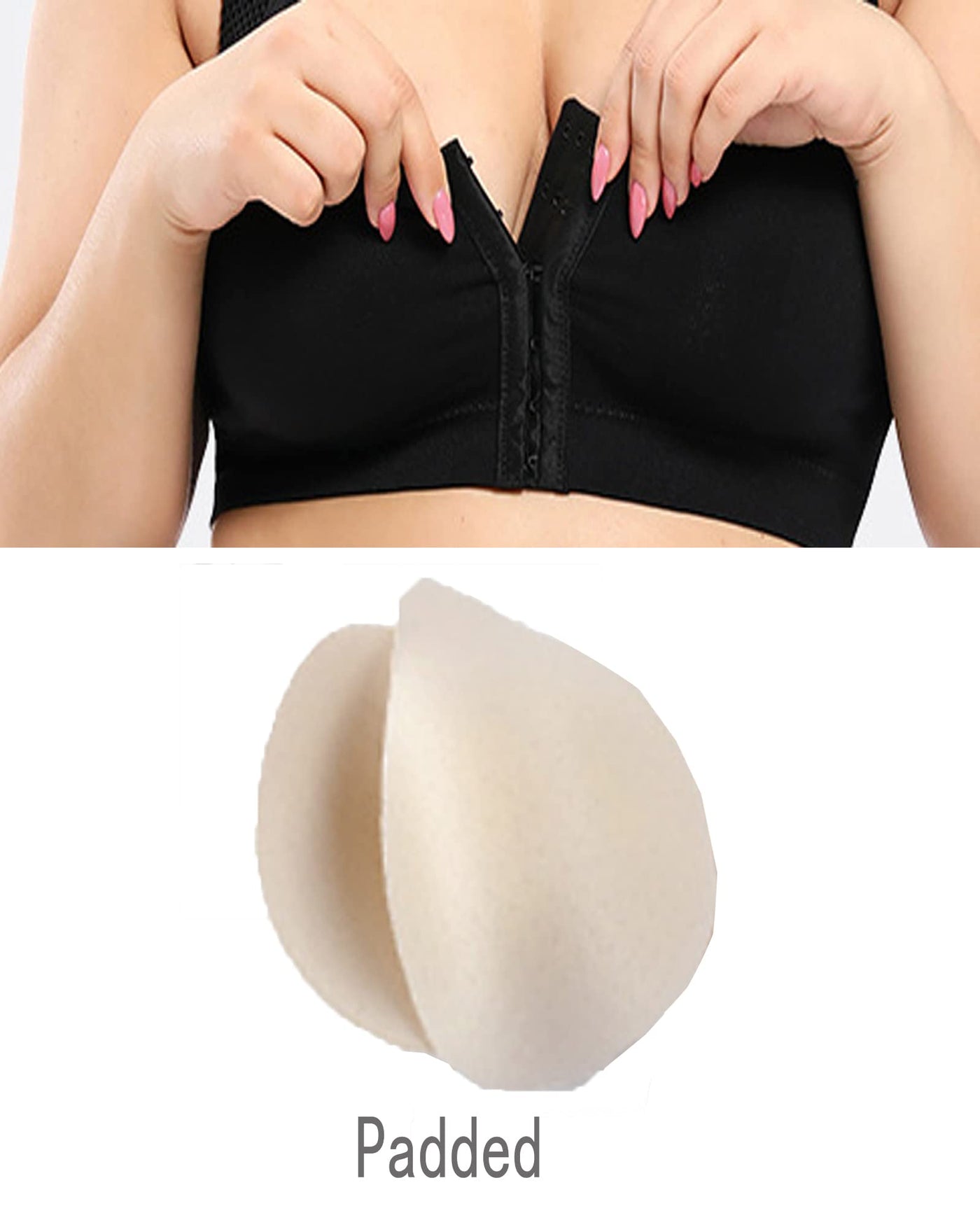 Jengo Post Surgery Bra Surgical Bra Compression Sports Bra Front Closure  Bras for Women Close Breast Augmentation Bra Wireless (Black, Small) :  : Fashion