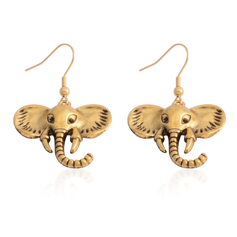 [Australia] - Shop LC Delivering Joy Tribal Boho Elephant Necklace Earrings Jewelry Set Stainless Steel Jewelry for Women Goldtone 