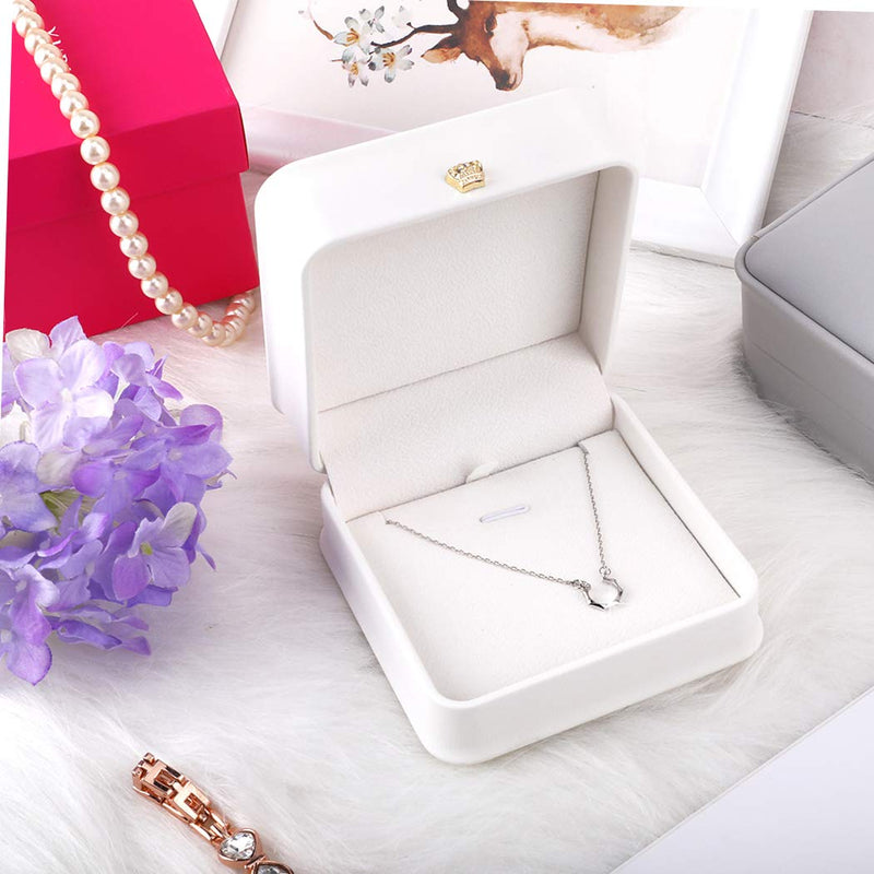 [Australia] - iSuperb 2 Pcs Necklace Pendant Box Velvet Interior Bracelet Jewelry Gift Box Chain Necklace Display Storage Case for Christmas Engagement Proposal 2pcs White Large Pendant Box 