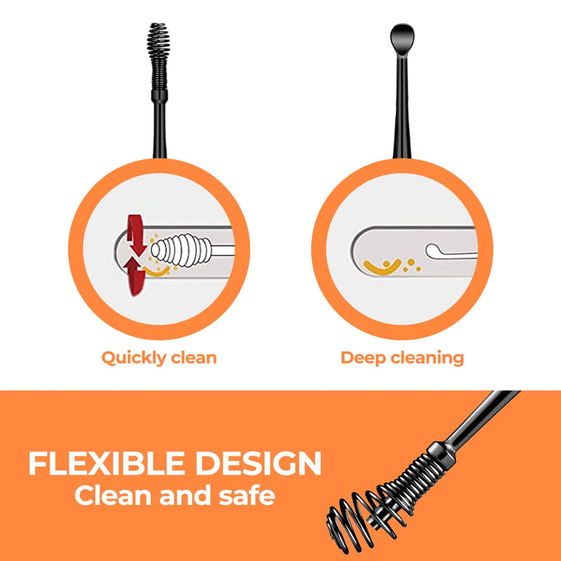 [Australia] - Q Grips Earwax Removal Kit Ears Cleaner 2 Pieces Ear Remover Pick Tool Set Reusable Soft Silicone with Exquisite Leather case for Olders Adult Kids Orange 