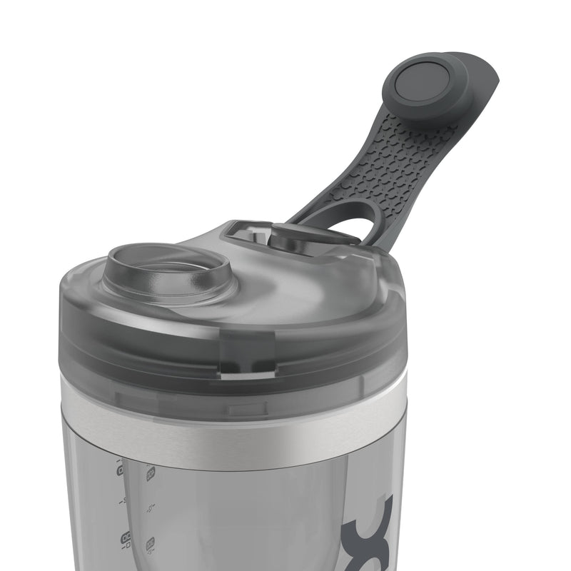 [Australia] - PROMiXX Pro Shaker Bottle | Rechargeable, Powerful for Smooth Protein Shakes | includes Supplement Storage - BPA Free | 600ml Cup (Silver White/Gray) Silver White/Gray 
