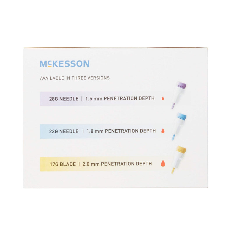 [Australia] - McKesson Safety Lancets, Sterile, Push-Button, 17 Gauge Blade, 2 mm, 100 Count, 1 Pack 100 Count (Pack of 1) 