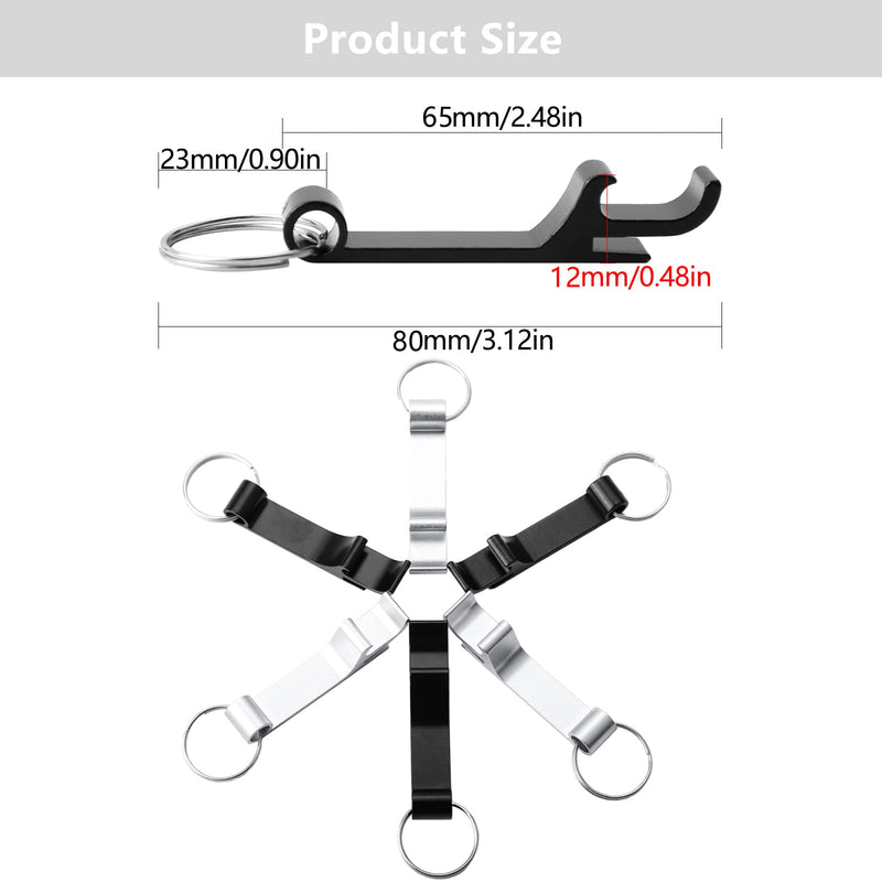 [Australia] - 6Pcs Keyring Bottle Openers for Can Beer Opener Keychain, Mini Bottle Opener for Bars, Party Present Supplies, Black and Silver 