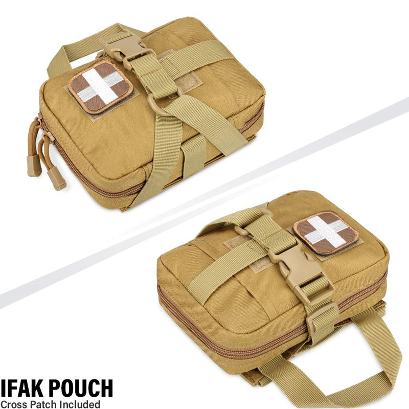 [Australia] - LIVANS Tactical EMT Pouch, Rip Away Molle Medical Pouches IFAK Tear-Away First Aid Kit Emergency Survival Bag for Travel Outdoor Hiking Khaki 