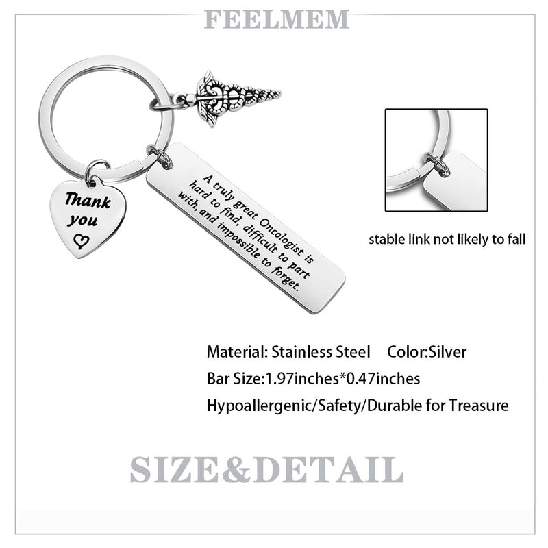 [Australia] - FEELMEM Oncologist Keychain Oncologist Gift A Truly Great Oncologist is Hard to Find and Impossible to Forget Keychain Thank You Gift Retirement Gift for Oncology Doctor silver 