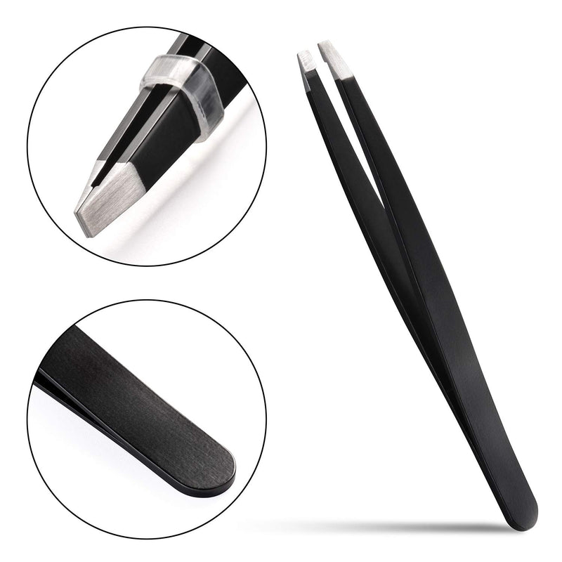 [Australia] - Tweezers Set, DUcare 3 Pieces Stainless Steel Tweezers for Eyebrow, Facial and Body Hair with Compact Travel Case Gift 