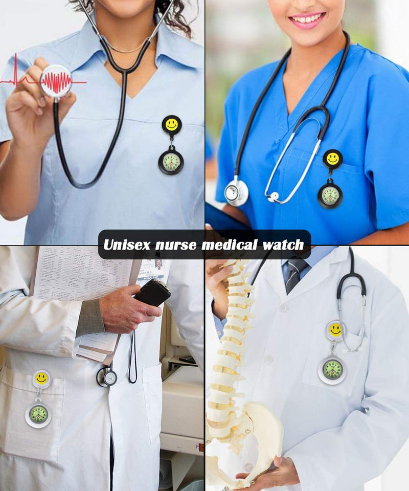 [Australia] - Nurse Watch,Nurse Fob Watch,Nursing Watch,Clip Watch,Lapel Watch,Nurse Fob Watch with Second Hand,Clip on Nursing Watch Black and White 