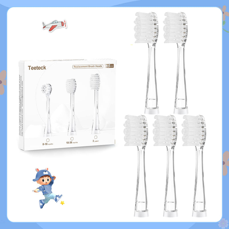 [Australia] - 5Pcs Children's Replacement Toothbrush Heads Compatible with SEAGO SG-513/977/EK6, Compatible with Brush-Baby WildOnes/KIDZSONIC, Compatible with Dada-Tech DT-BB1/DT-977/DT-K6 (3 Years+) 3 Years+ 