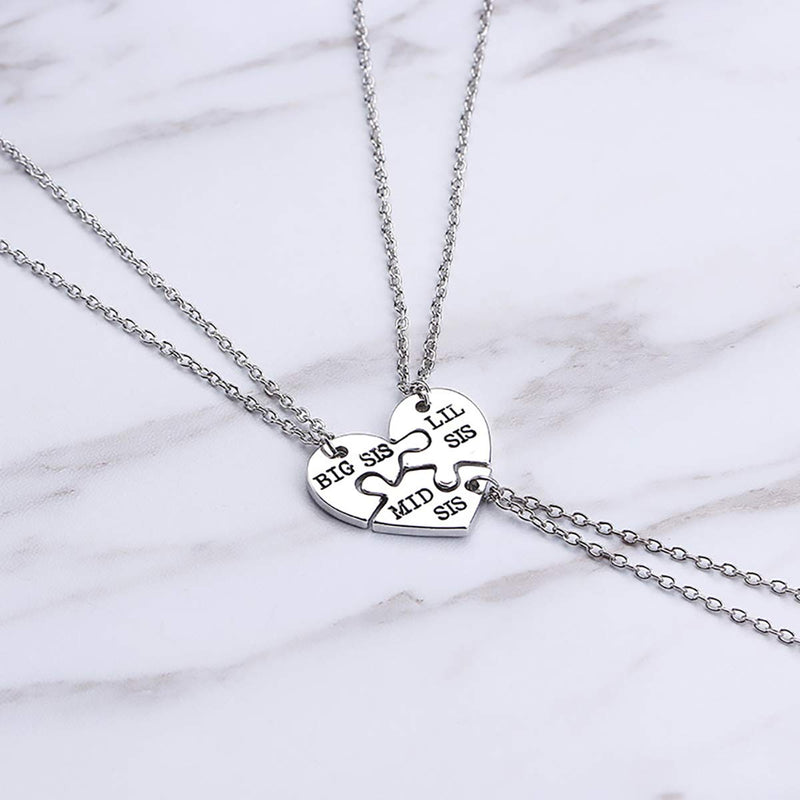 [Australia] - starchenie BFF Best Friend Necklaces for 2/3/4 Girls Fashion Rhinestone Crystal Puzzle Friendship Pendant Necklaces 3 heart bff 2 