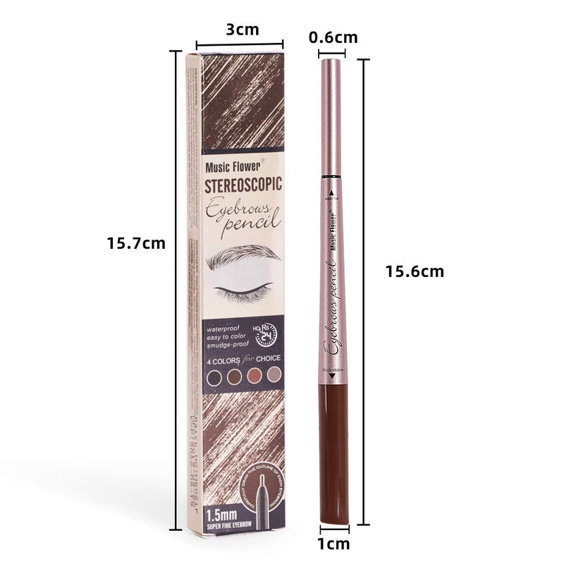 [Australia] - Music Flower Double Head Eyebrow Pencil Stereoscopic Eye Makeup Waterproof Smudge-proof Long-lasting Silky (2#Light Brown) 2# Light coffee 