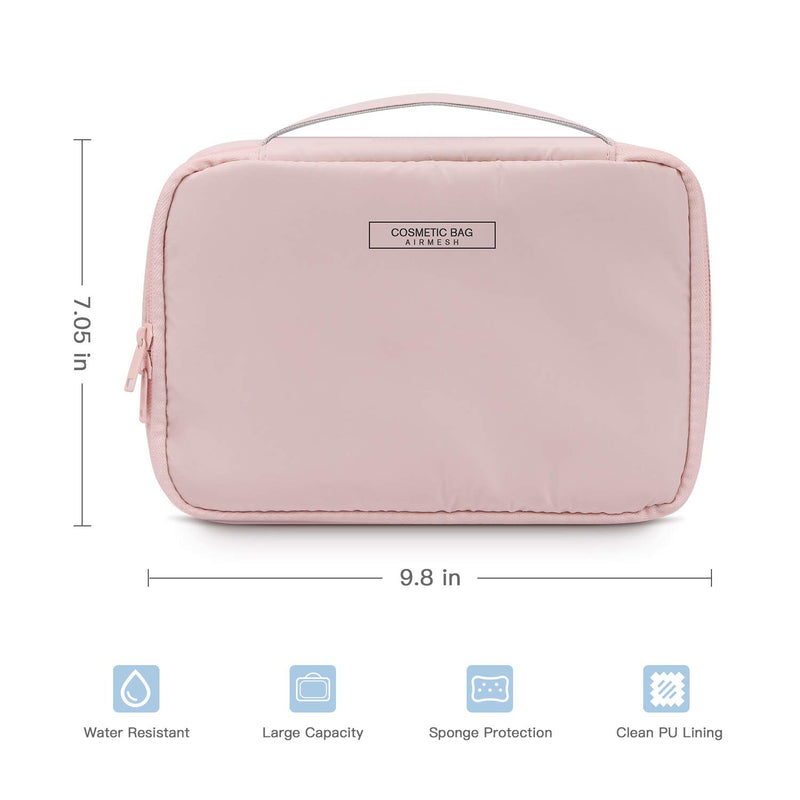 [Australia] - Mossio Portable Travel Makeup Beauty Bag Multifunction Cosmetic Organizer for Women Girls with Inner Pouch Light Pink 