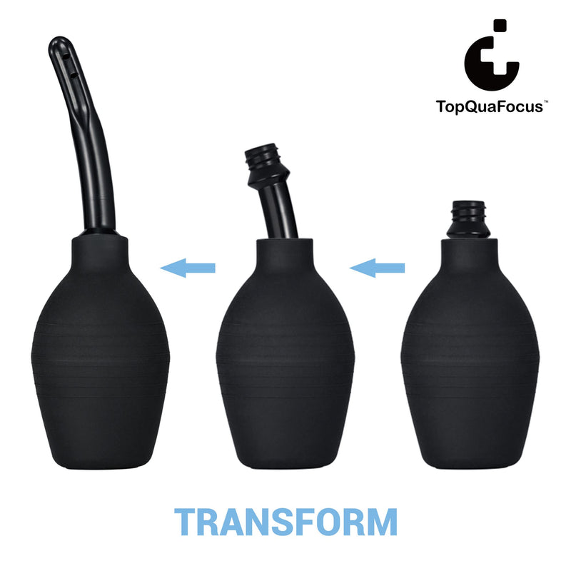 [Australia] - TopQuaFocus 10oz Silicone Enema Bulb Kit for Men Women Colon Cleaning Comfortable Coffee Enemas Shower Head 4.8' Tips (Black) 294ml-black 