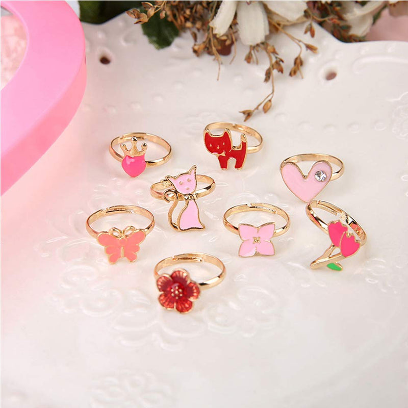 [Australia] - Little Girls Adjustable Rings, ZoneYan Little Girl Jewel Rings, 36 Pieces Multicolor Dress Up Rings For Little Girls, Princess Finger Rings Set 