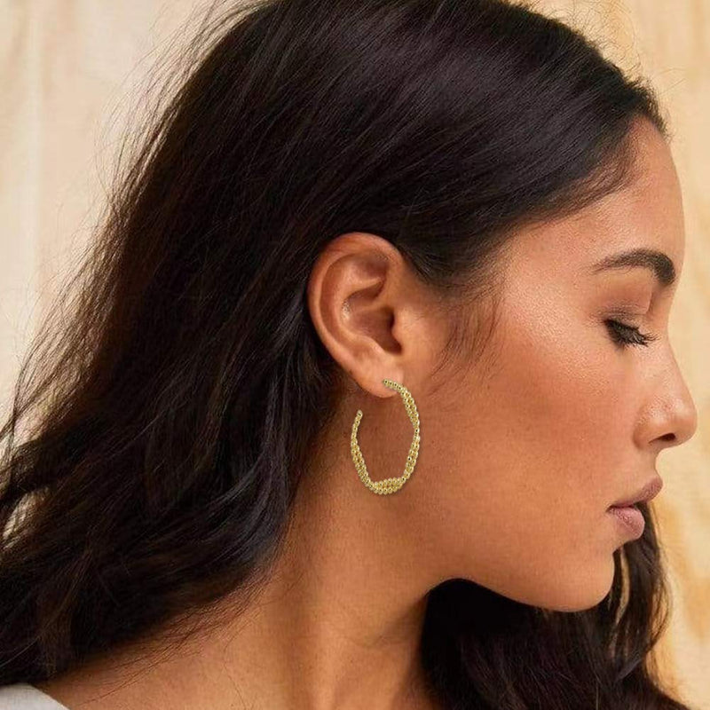 [Australia] - Large hoop earrings 14K gold-plated 925 sterling silver cylindrical light gold hoop，Round earring set， gold-plated twisted rope round hoop earrings.suitable for ladies and girls 30.0 Millimeters 