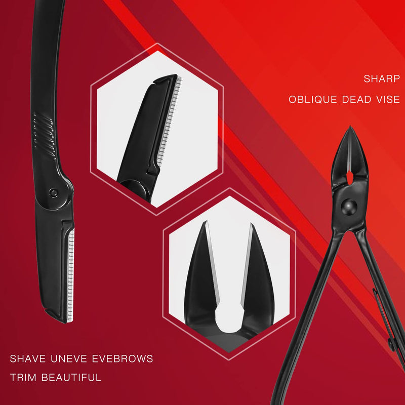 [Australia] - OWill Manicure Set, 18pcs Nail Clippers Pedicure Kit Nail Care Kit Manicure Professional Tools Gift For Men Women Friends and Parents (Black & Red) Black and Red 