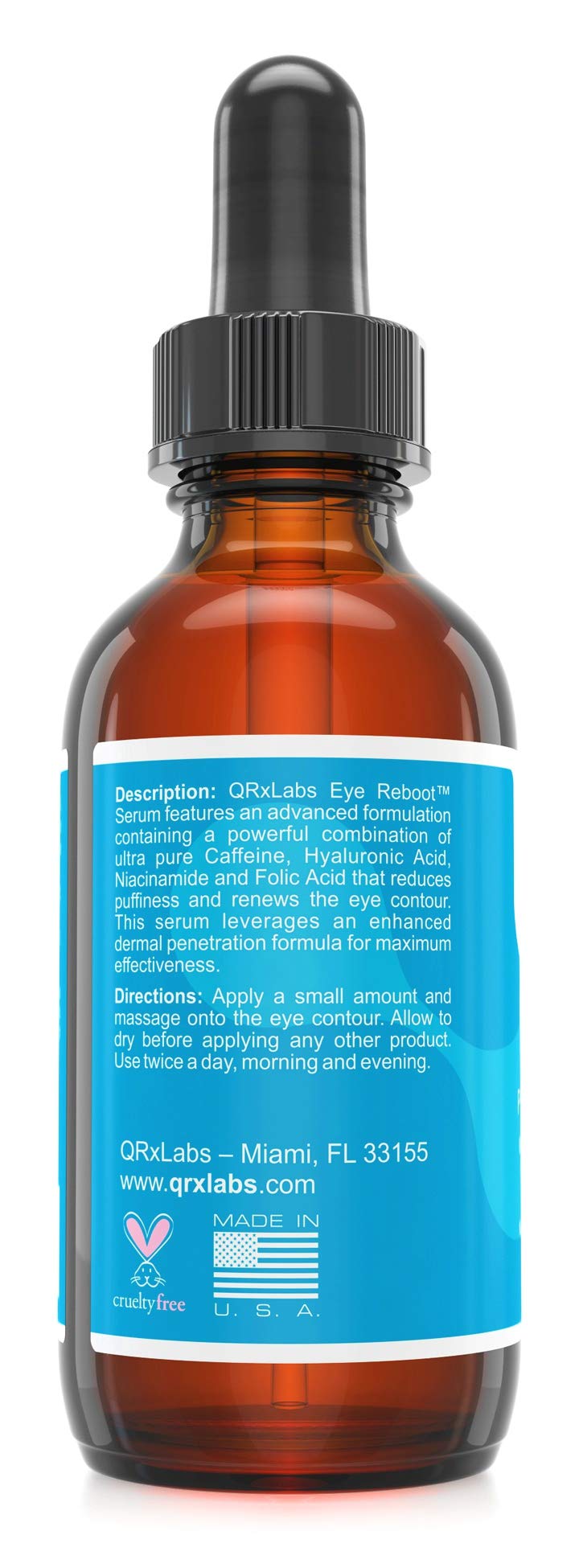 [Australia] - Eye Reboot Serum with 6% Caffeine, Hyaluronic Acid, Rosehip Oil, Retinol, Niacinamide & Folic Acid - Reduces Puffiness, Dark Circles, Crow Feet, Wrinkles and Fine Lines Around The Eyes - 1 oz / 30 ml 