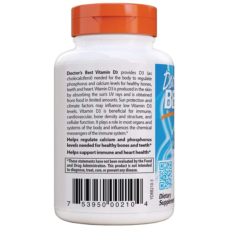[Australia] - Doctor's Best Vitamin D3 2 000 IU Healthy Bones Teeth Heart Immune Support NonGMO GlutenFree Soy Free , 180 Count 