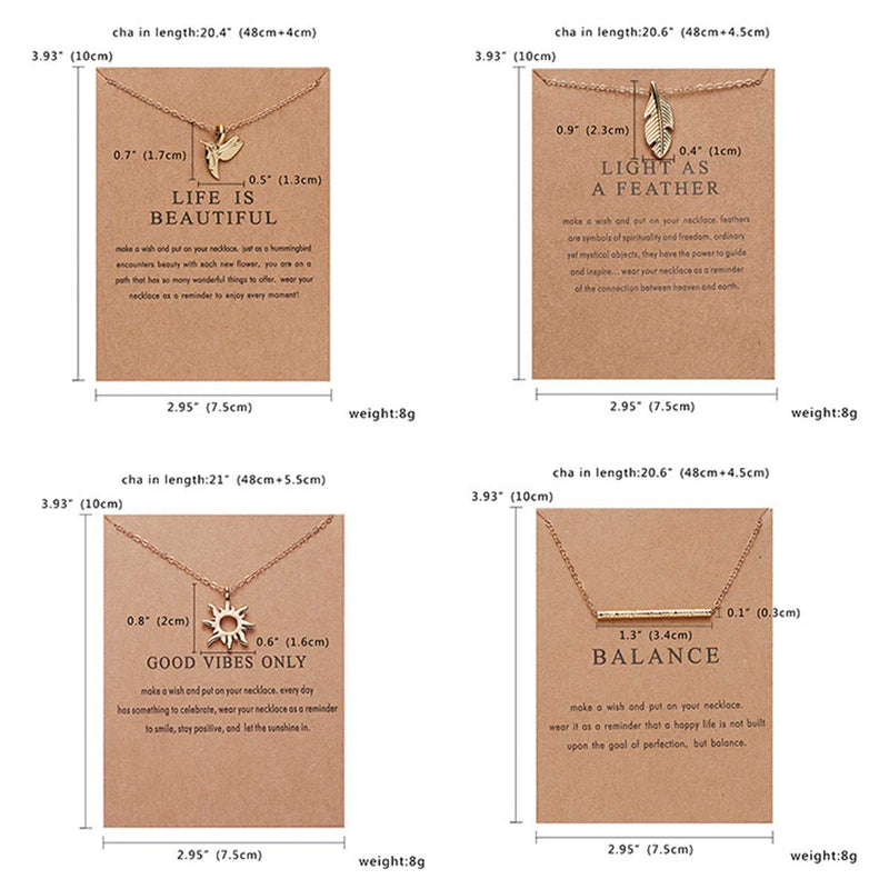 [Australia] - Bar Necklaces for Women Friend Friendship Girls Balance Pendant Long Chain Necklace with Message Card for Birthday Christmas Gifts 