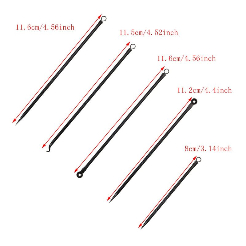 [Australia] - ONLYKXY Black Metal 5pcs/Set Acne Needle Tool Kit Pimples and Blackheads Remover Stainless Steel Set for Face Skin Care (on10057) 