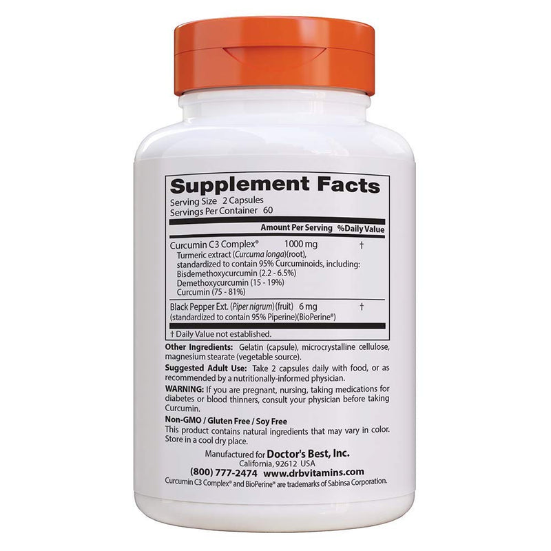 [Australia] - Doctor's Best DRB-00107 High Absorption Curcumin From Turmeric Root with C3 Complex & BioPerine 500mg (120 Capsules) 