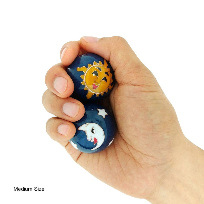 [Australia] - Top Chi Sun and Moon Baoding Balls with Bamboo Stand Large 2 Inch 