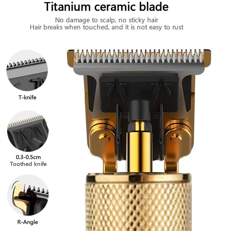 [Australia] - Hair Clippers for Men, Professional Cordless Clippers Hair Trimmer,Electric Pro T-Blade Trimmer Hair Clippers for Men Zero Gap Baldhead Beard Shaver Barbershop Golden 