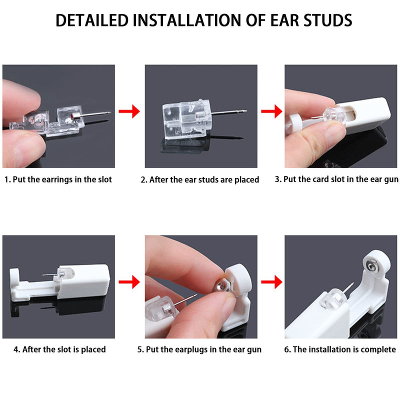 [Australia] - 8 Pack Disposable Ear Piercing Gun, DKDDSSS Ear Piercing Kit Safety Asepsis Piercing Tool With Ear Studs For Girls Women Men(White) 