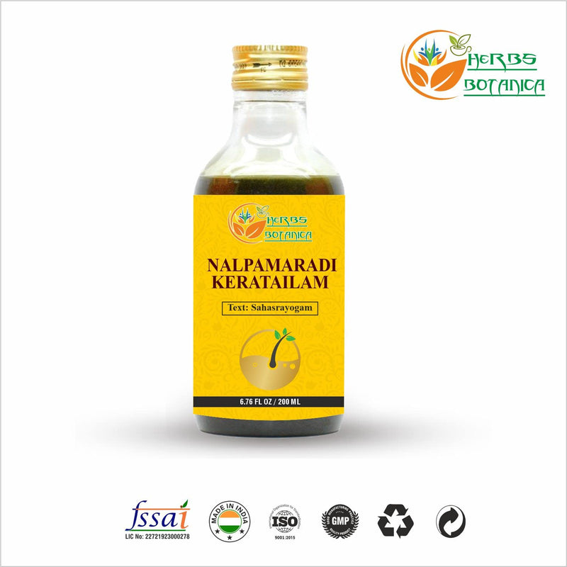 [Australia] - Herbs Botanica Nalpamaradi Thailam Keratailam Skin Radiance Treatment Ayurvedic Oil With Turmeric Oil For Skin, Face & Body With 15 Ayurvedic Herbs 200Ml / 6.76 Fl Oz 