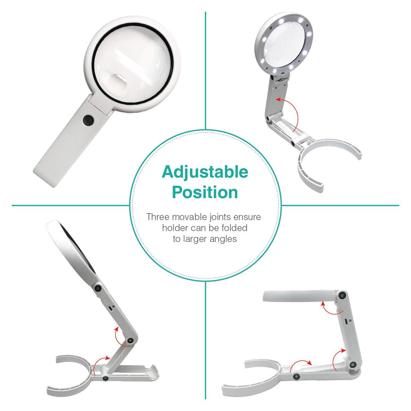 [Australia] - Magnifying Glass with 8 LED Lights, Handsfree Magnifier, [5X+11X] Dual Magnification Lens, Gentle & Bright Light Settings- Ideal for Reading Books, Jewlery, Coins, Craft & Hobbies… 