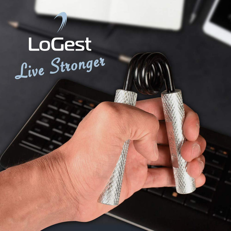 [Australia] - Logest Metal Hand Grip Strengthener 100LB-350LB No Slip Heavy-Duty Grip Strengthener with Gift Box, Great Wrist & Forearm Hand Exerciser, Home Gym, Hand Gripper Grip Strength Trainer Silver - 200LB 