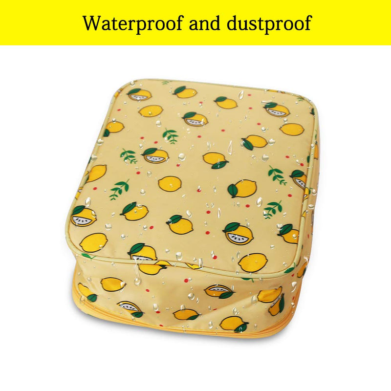 [Australia] - Frjjthchy Fresh Lemon Pattern Cosmetic Bag Multi-layer Portable Toiletry Organizer Travel Case (Yellow) Yellow 