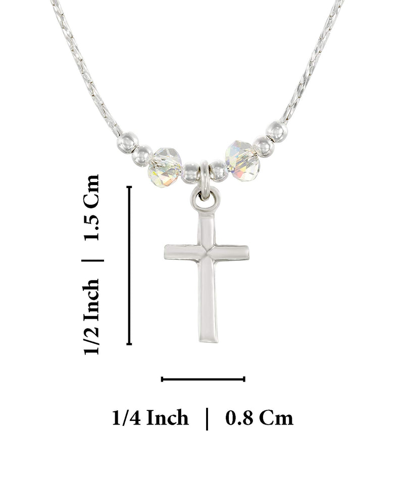 [Australia] - Stera Jewelry Silver Necklace Choice of Cross Pendants Made with Swarovski Crystals, 16 + 4 inches Plain Cross_AB Crystal 
