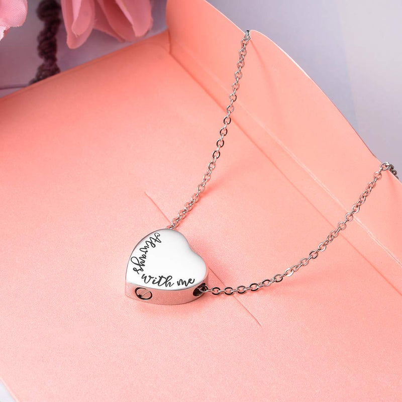 [Australia] - Cat Eye Jewels Stainless Steel A Piece of mMy Heart has Wings Heart Pendant Cremation Keepsake Ash Holder Memorial Urn Necklace for Ashes with Funnel Kit Silver & Black Multi 