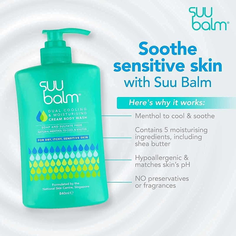 [Australia] - Suu Balm - Cooling & Itch Relief Menthol Moisturising Cream Body Wash - Eczema, Psoriasis, Dry, Sensitive Skin Treatment (420ml)‚Ä¶ 420ml 