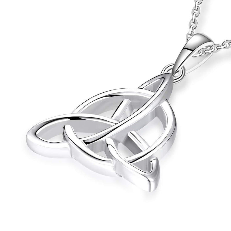 [Australia] - JO WISDOM Women Necklace,925 Sterling Silver Irish Triquetra Celtic Knot Pendant Necklace White Gold Color 