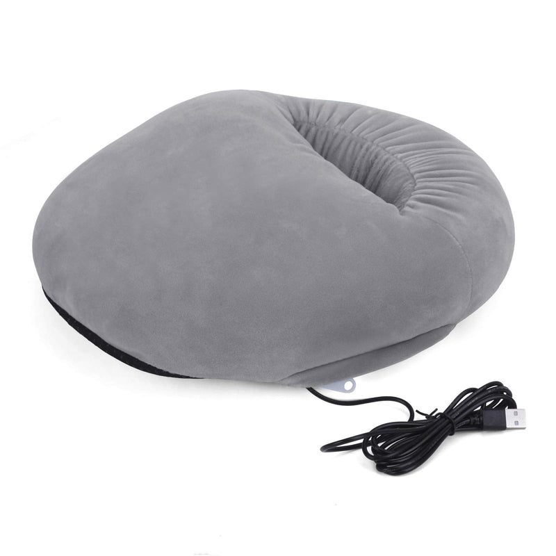 [Australia] - USB Heated Feet Warmers for Men Women USB Charging Foot Cushion Soft Plush Heating Pad Office Winter Foot Warming Boots Slippers Night Sleep Electric Foot Warmers Grey 