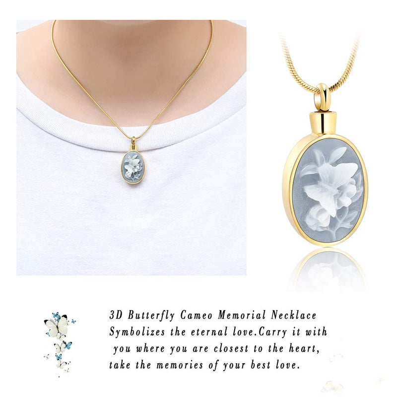 [Australia] - zeqingjw Butterfly Cremation Jewelry for Ashes Memorial Lockets Urn Necklace for Ashes Pendants Stainless Steel Keepsake Jewelry for Ashes Gold 