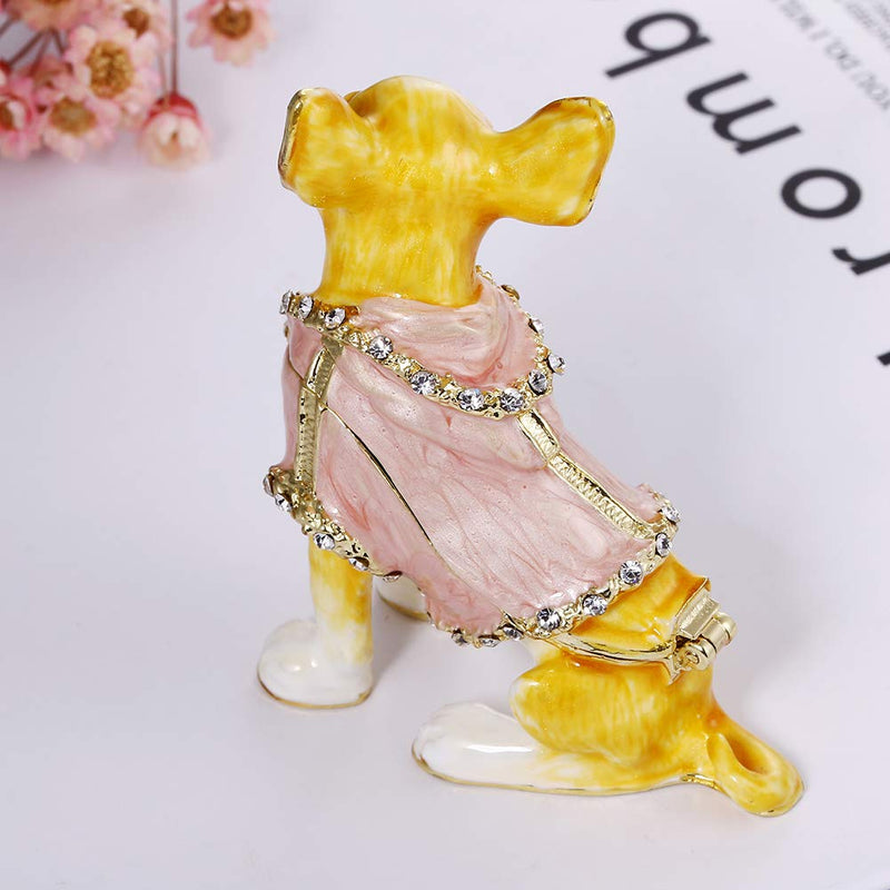 [Australia] - Hand Painted Trinket Box Decoration, Enameled Mini Metal Hinged Jewelry Box with Crystals, Rings Earrings Necklace Storage, Home Decor Crafts, Unique Animal Figurine Collectible Gift (Chihuahua Dog) Chihuahua Dog 