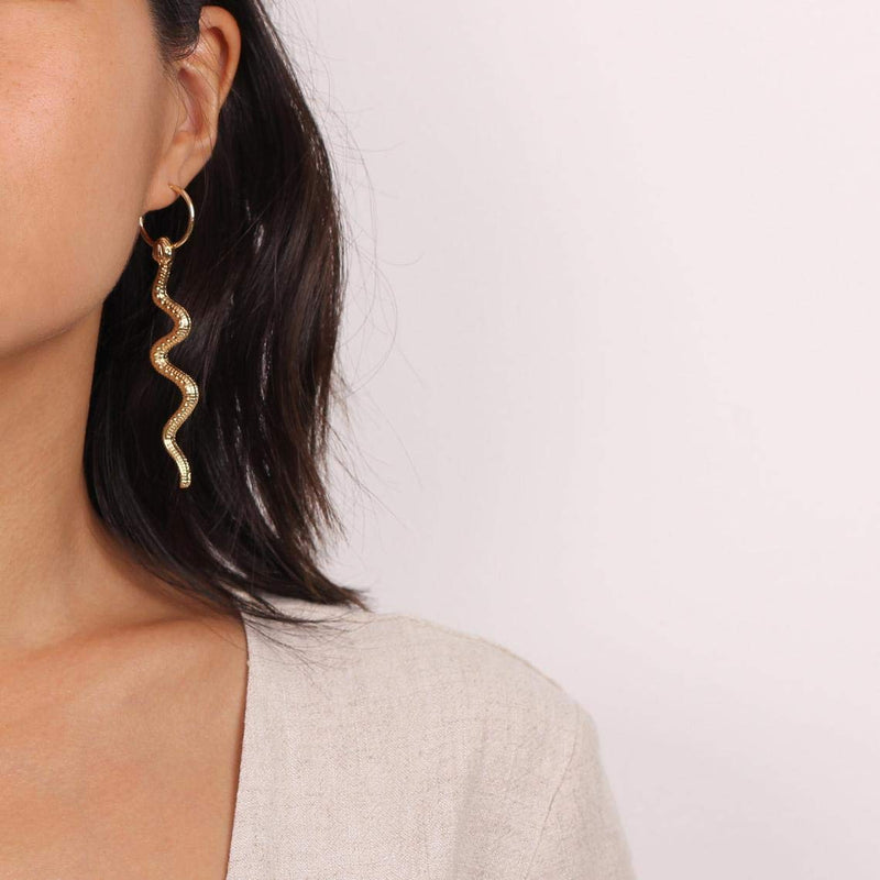 [Australia] - Holloween Snake Earrings for Women Gothic Wave Snake Drop Earrings for Girls Holloween Costume Props E:gold snakes earring 